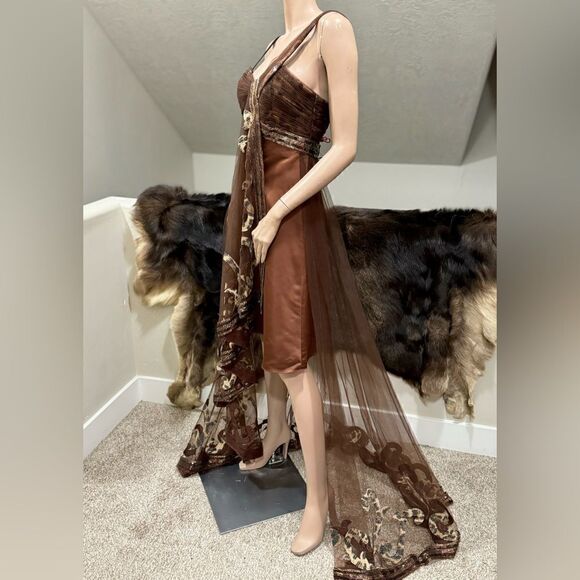 Chic Asymmetric Design, Beaded & Sequined Evening Dress - Picture 7 of 15